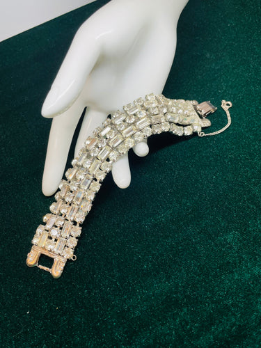 Silver 5 Row Rhinestone Bracelet